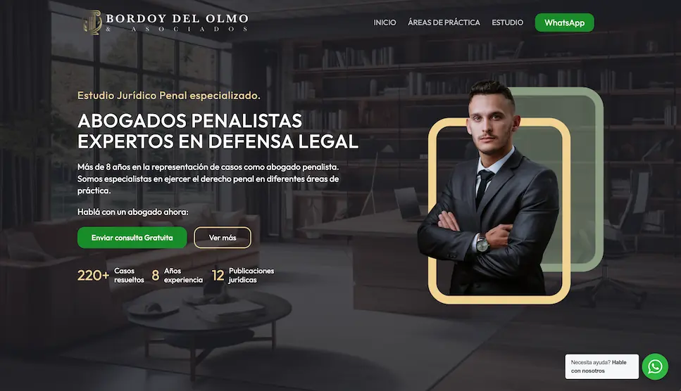 Sitio publicado de Bordoy del Olmo & Asociados: estudio jurídico penal con áreas de práctica, mensaje de defensa legal y consulta directa.