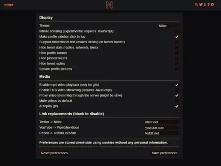 Ajustes Nitter