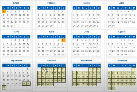 Calendario Dias