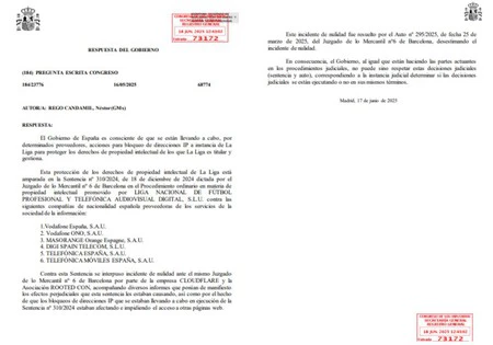 Respuesta del Gobierno