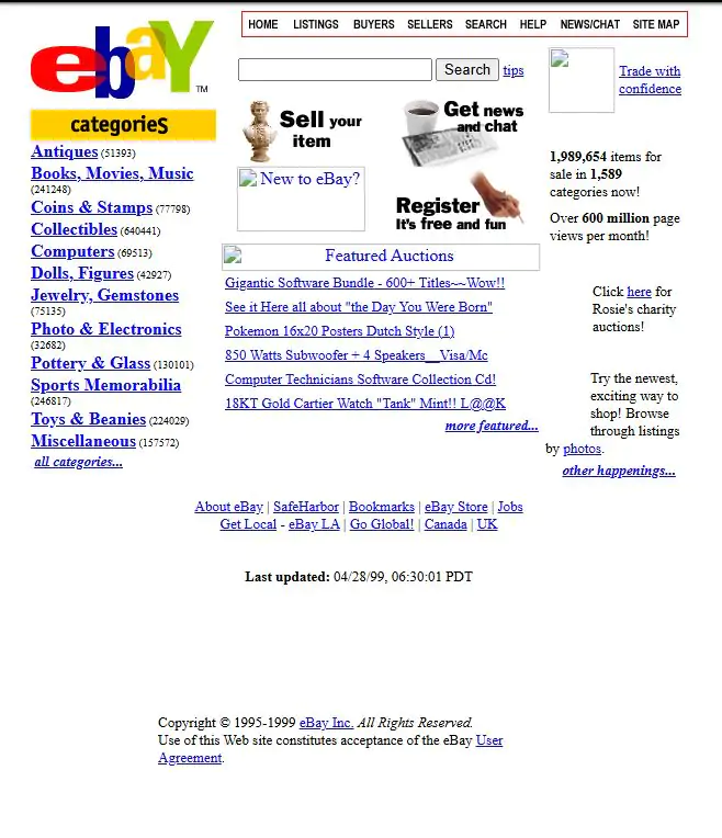 eBay del boom de las subastas a la era de la geolocalización eBay del boom de las subastas a la era de la geolocalización - ebay 1999